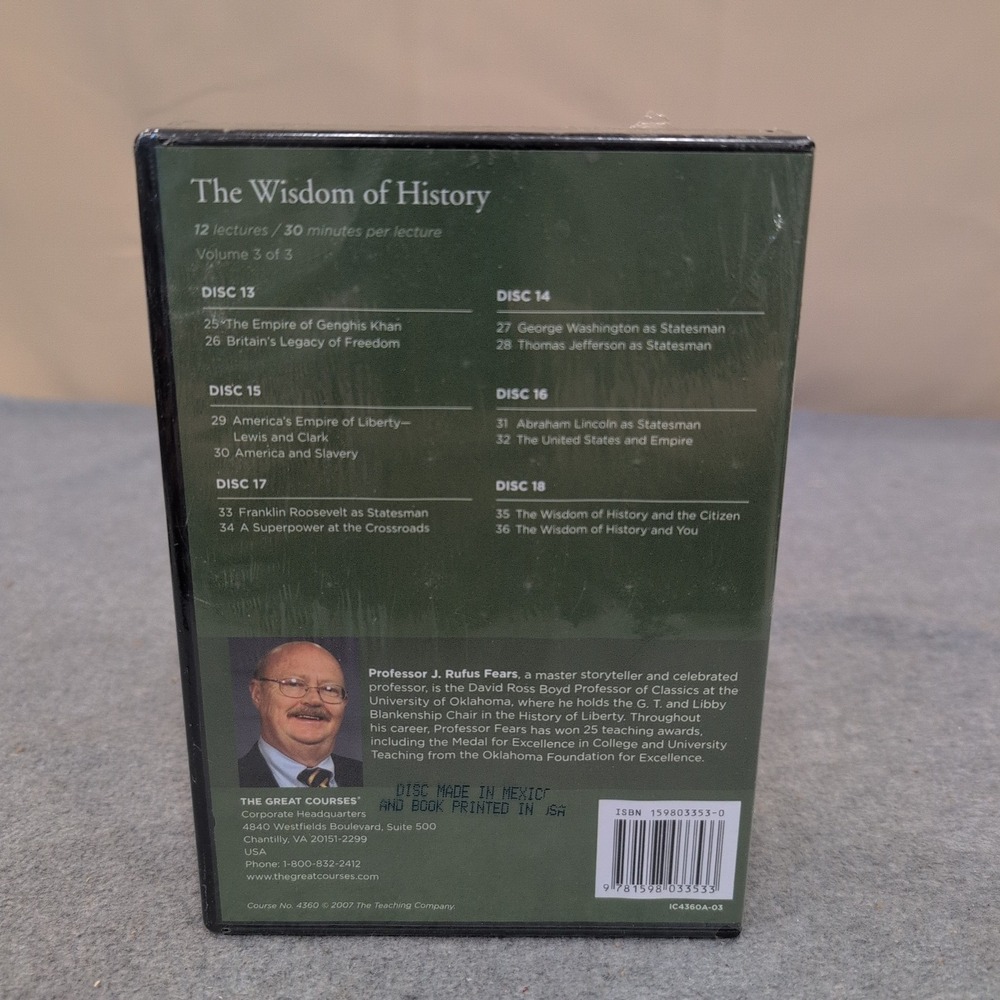 The Great Courses The Wisdom of History J Rufus Fears CD Course Guidebook NEW - Picture 3 of 3